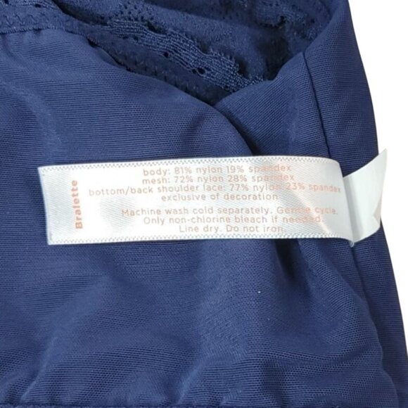 Cacique Wire Free Bralette Bra Blue Size 18 20 Lined Unpadded Racerback Adj Lace - Picture 9 of 9